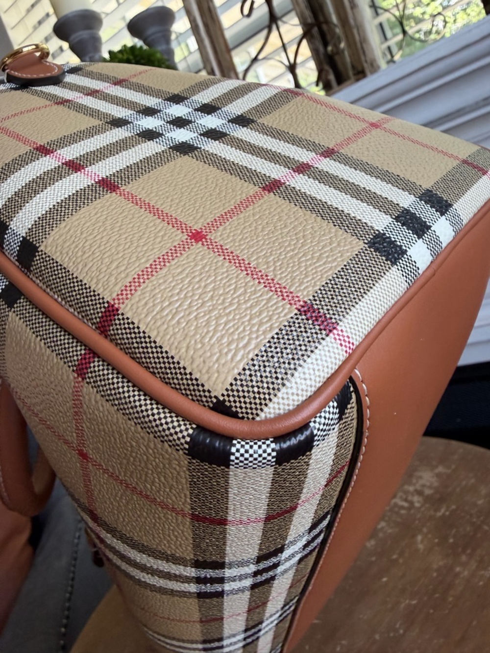Burberry Medium Check Bowling Bag handle and shoulder carry w/ free purse charm! - Picture 12 of 16